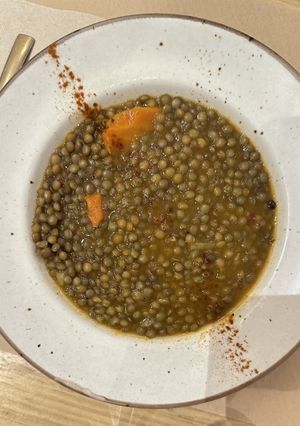 Lentil stew  at Punto Vegano in Madrid