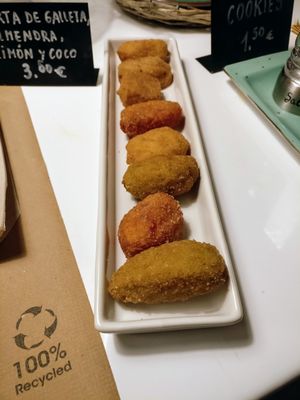 Assorted croquettes at Punto Vegano in Madrid