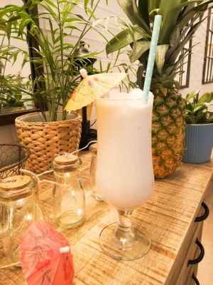Piña colada! at Punto Vegano in Madrid