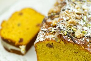 Bizcocho de calabaza y jengibre. at Punto Vegano in Madrid