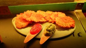 Crispy plantain chips with dips at Latienda in Copenhagen