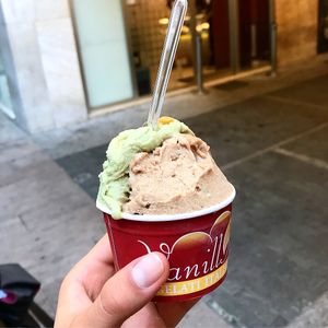 vegan icecream: pistachio, hazelnut at Vanilla Gelati Italiani in Milan
