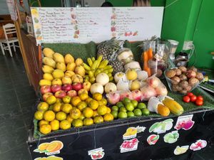 Choose any combination of fruit and they will make it for you, extremely friendly staff, and very helpful with speaking Lao language too!  at House of Fruit Shakes in Vientiane