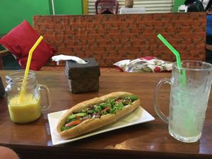 Avocado baguette  at House of Fruit Shakes in Vientiane