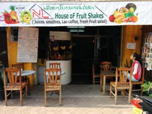Front view of shop at House of Fruit Shakes in Vientiane
