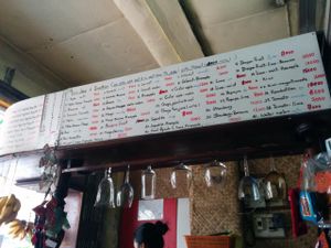 Menu (partial) at House of Fruit Shakes in Vientiane