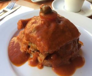 Vegan Francesinha at Pe d'Arroz in Matosinhos