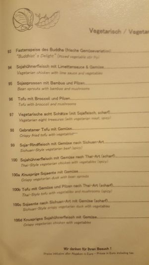 some of the vegan options at Asia Paradies in Vienna