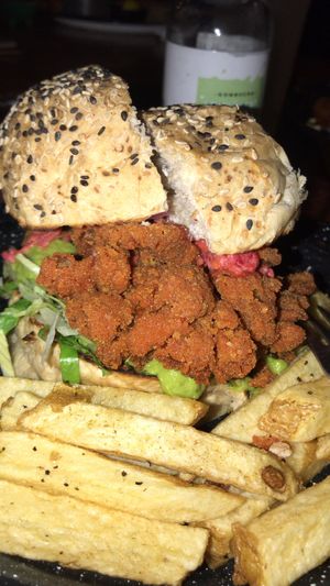 Chicken burger!  at Revolucion Verde - Colonia Primavera in Monterrey