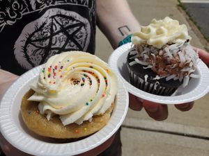 Vegan cupcakes from their truck at Compassionfest 2019 at Hardcore Sweet Cupcakes in Oakville