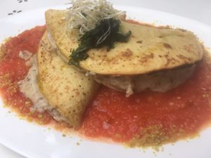 Tortillas with mushroom stuffing at Shakti en Chile in Santiago