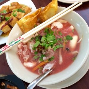 Noodle in red soup - YenTaFo at Talalask - Rama 2 in Bangkok