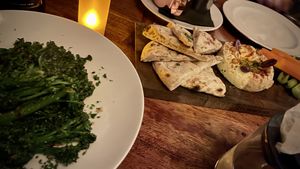 Hummus and brocollini   at Nuba - Kitsilano in Vancouver