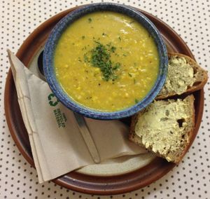 Sweetcorn Soup. at Rustic Bakes Tea Room in Lancaster