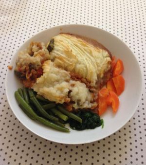 'Cottage' Pie. at Rustic Bakes Tea Room in Lancaster