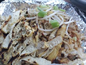 Udon noodles with tofu at Saranac Public House in Spokane