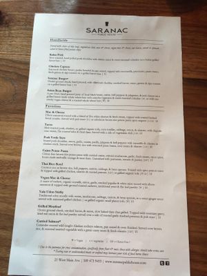Menu 1 at Saranac Public House in Spokane