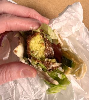 hummus and falafel wrap  at Hummus House UK in Coventry