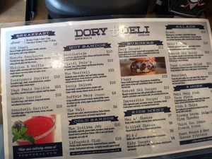 Menu as at 18.01.19 at Dory Deli in Newport Beach