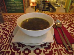 Daily 'Green nostalgy' soup at Sunmoon - Shandor Petiofi in Sofia