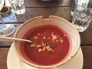 beetroot soup at La Huella in Jose Ignacio