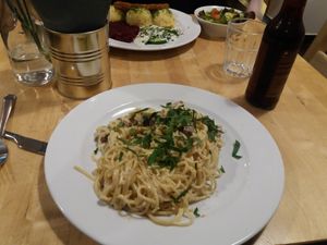 Amazing carbonara at Lokal Vegan Bistro in Warsaw
