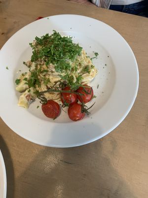 carbonara at Lokal Vegan Bistro in Warsaw