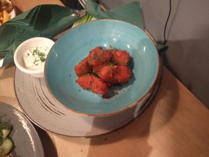 Seitan wings at Lokal Vegan Bistro in Warsaw