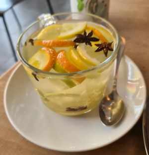 Herb infusion at Lokal Vegan Bistro in Warsaw