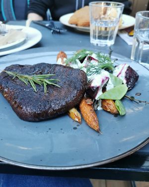 Steak at Lokal Vegan Bistro in Warsaw