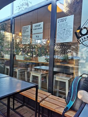 Outside at Lokal Vegan Bistro in Warsaw