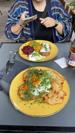 Potato pancakes   at Lokal Vegan Bistro in Warsaw