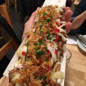 Street food polish pizza at Lokal Vegan Bistro in Warsaw