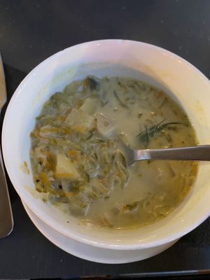 Sooo good! Pickle soup!   at Lokal Vegan Bistro in Warsaw