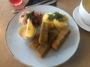 Fish fingers  at Lokal Vegan Bistro in Warsaw
