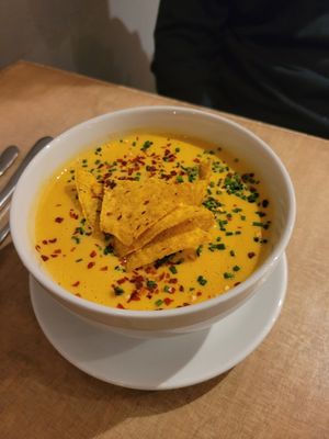 cheesy soup from heaven at Lokal Vegan Bistro in Warsaw