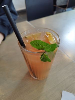 This was delicious homemade grapefruit lemonade at Lokal Vegan Bistro in Warsaw