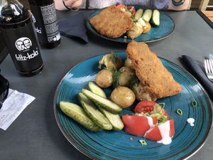 Vegan schnitzel  at Lokal Vegan Bistro in Warsaw