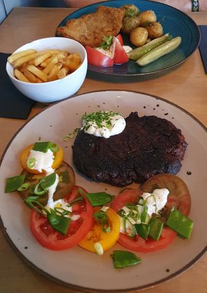 Seitan Steak (below) and Schabowe/Schnitzel (above) at Lokal Vegan Bistro in Warsaw