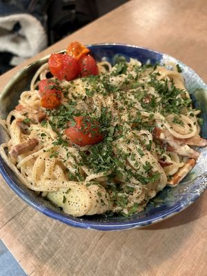 Carbonara  at Lokal Vegan Bistro in Warsaw