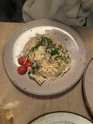 Carbonara  at Lokal Vegan Bistro in Warsaw