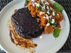 Steak at Lokal Vegan Bistro in Warsaw