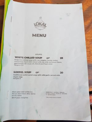 Menu in June 2024 (1/6) at Lokal Vegan Bistro in Warsaw