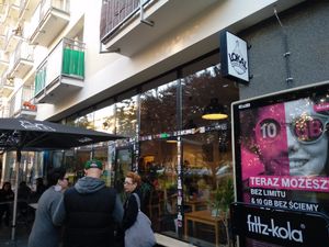 outside at Lokal Vegan Bistro in Warsaw