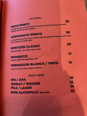 Drinks menu  at Lokal Vegan Bistro in Warsaw