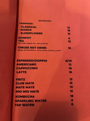 Soft drinks  at Lokal Vegan Bistro in Warsaw