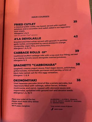 Main menu  at Lokal Vegan Bistro in Warsaw