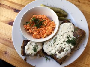 "fish and chips" at Lokal Vegan Bistro in Warsaw