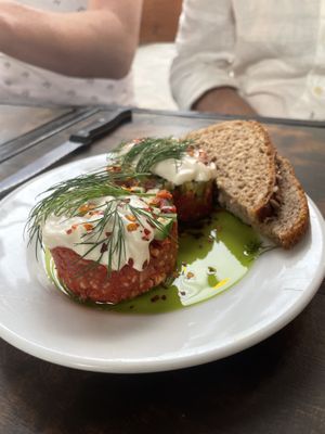 Steak tartare  at Lokal Vegan Bistro in Warsaw