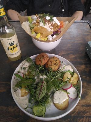 Eggless cutlets and kebab at Lokal Vegan Bistro in Warsaw